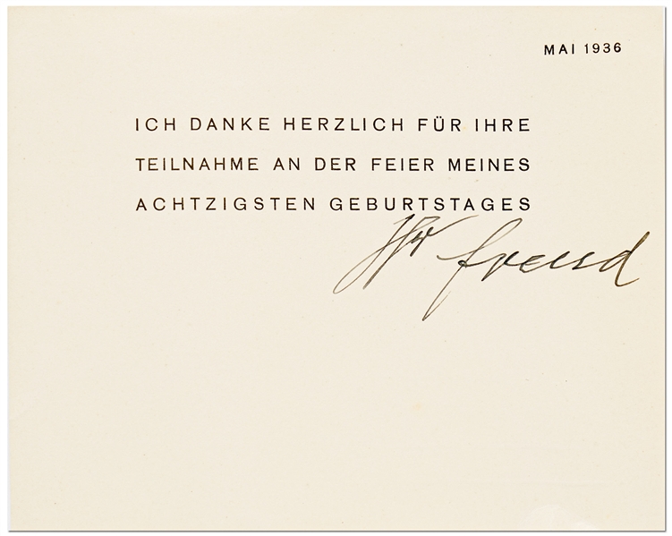 Sigmund Freud Signed Card from 1936
