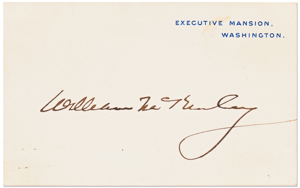 William McKinley Signed Executive Mansion Card