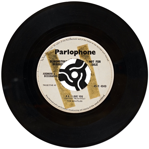 The Beatles Jukebox Demo Pressing of Their First Singles, ''Love Me Do'' and ''P.S. I Love You'' -- Marked ''Not For Sale'' and ''Demonstration Record'', One of Only 250 Pressed