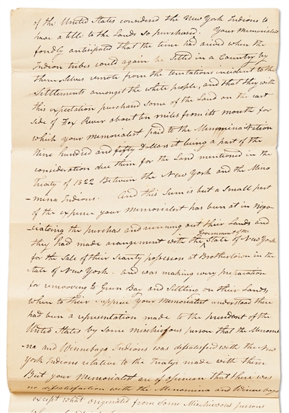 Petition of the Brothertown Indians to John Quincy Adams -- Signed by 32 Tribal Leaders Requesting Adams & the Senate Enforce the 1821 Treaty That Promised Land to the Tribe