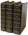 First Edition from 1808 of Tableau Historique et Pittoresque de Paris by Jacques Bins -- Large Three Quarto Volumes Presents the Illustrated History of Paris Through Its Monuments