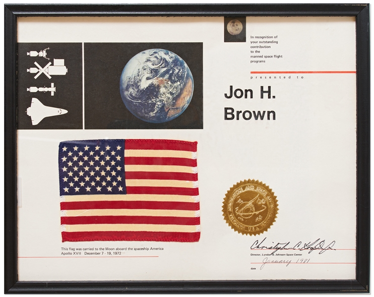 United States Flag Flown to the Moon on the Apollo 17 Mission