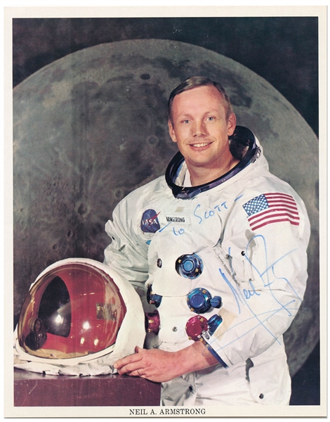 Neil Armstrong Signed 8'' x 10'' White Spacesuit Photo