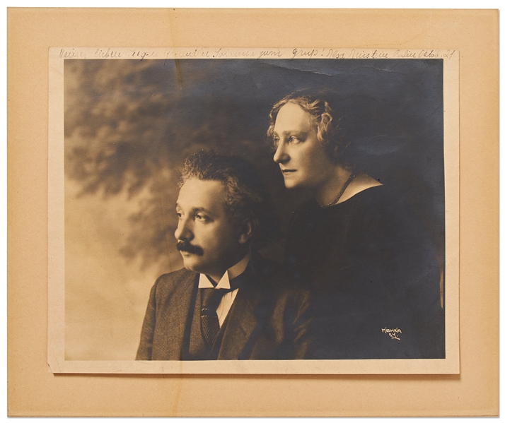Albert Einstein Signed 7'' x 10.5'' Photo from 1921, the Same Year He Won the Nobel Prize -- Lot Also Includes Elsa Einstein Signed Photo