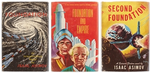 First Edition, First Printing of Isaac Asimovs Foundation Trilogy -- Each Housed in Original First Printing Dust Jacket