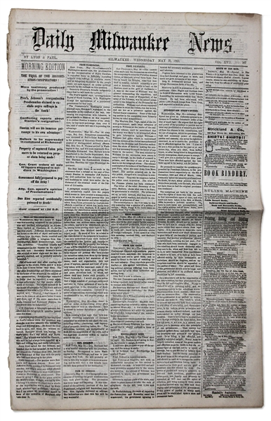 1865 Lincoln Assassination Trial Newspaper -- Firsthand Testimony