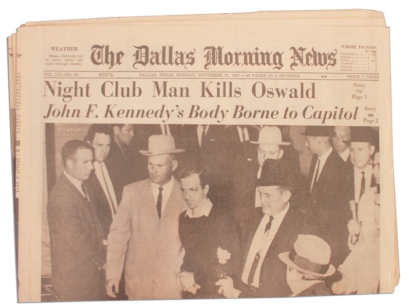 Killing of Lee Harvey Oswald in the Dallas Police Station Announced in the 25 November Edition of ''Dallas Morning News''