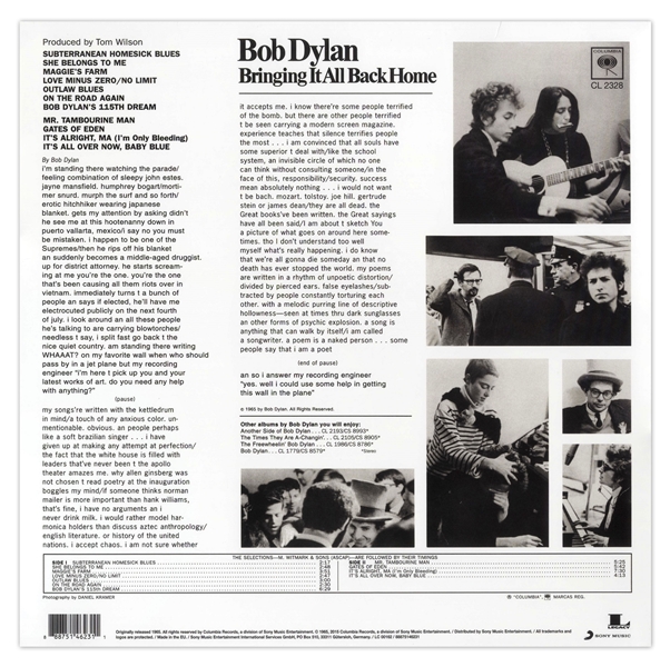 Bob Dylan Signed Album ''Bringing It All Back Home'' -- With a COA From Jeff Rosen