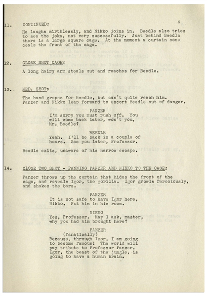 Moe Howard's Personally Owned Script for The Three Stooges 1946 Film ''A Bird in the Head''