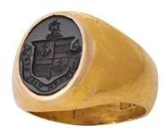 Curly Howards Personally Owned & Worn 18 Karat Gold Ring with Crest at Center