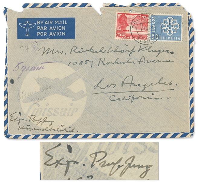 Carl Jung Signed Holograph Envelope -- Signed as ''Ex. Prof. Jung''