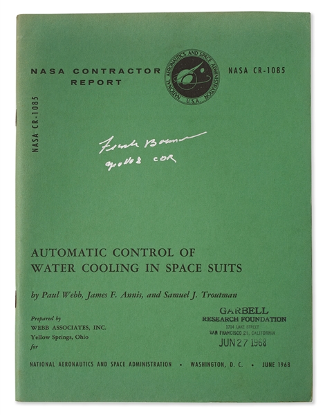 Frank Borman Signed NASA Spacesuit Report from 1968