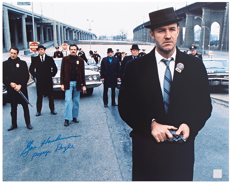 Gene Hackman Signed 20'' x 16'' Photo as Popeye Doyle from ''The French Connection''