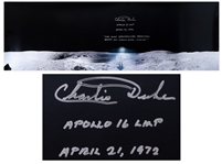 Charlie Duke Signed 36 Panoramic Photo of the Lunar Surface -- The most spectacular beautiful desert you could ever imagine!