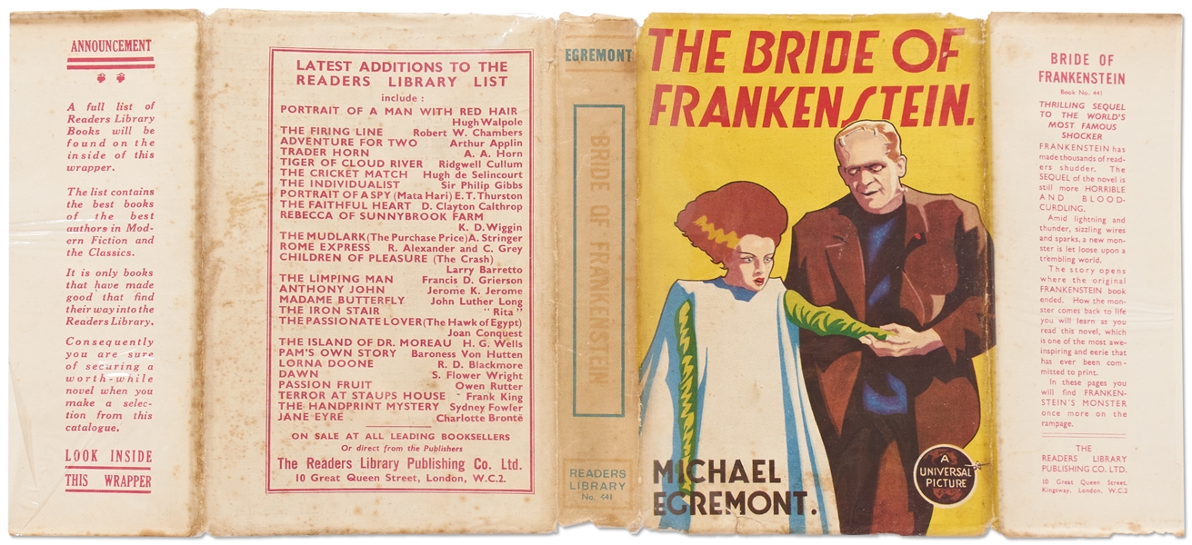 First UK Edition from 1935 of ''The Bride of Frankenstein'' -- With Original Dust Jacket