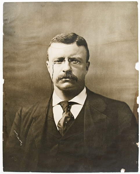 Large Vintage Photograph of Theodore Roosevelt -- Measures 14'' x 17.75'' -- Identified as Type I by PSA/DNA