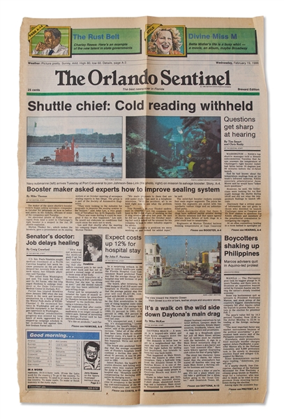 Richard Feynman Owned ''Orlando Sentinel'' Newspaper Pages with Space Shuttle Challenger Coverage