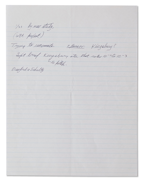 Richard Feynman Handwritten Notes from the Challenger Investigation