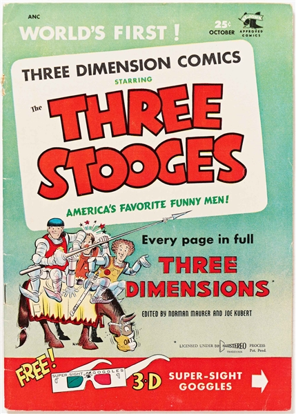 11 Copies of ''Three Stooges'' #2 (St. John, 1953) -- Light Wear, 3 Copies Missing 3-D Glasses, 1 Copy Bound with 2 Sets of 3-D Glasses