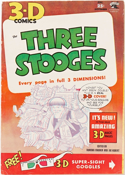 7 Copies of ''Three Stooges'' #3 (St. John, 1953) -- Light Wear, 1 Copy Missing 3-D Glasses, Stamp on Front Cover of 1 Copy
