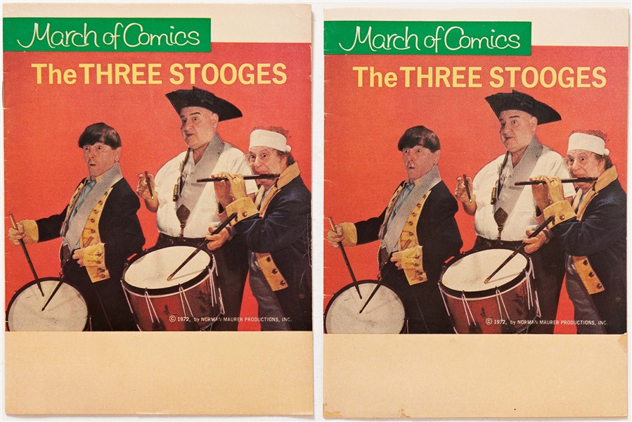 51 Copies of ''March of Comics / The Three Stooges'' #304 and 2 Copies of #373 (K.K. Publications, Inc., 1967) -- Light Wear to Most, a Few Soiled, with Label on Back Cover of 1