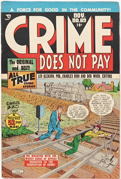 2 Copies of ''Crime Does Not Pay'' (Lev Gleason, 1940s) -- 1 Copy of #29 from 1943 and 1 Copy of #69 from 1948 -- Light Soiling and Edgewear, with Cover of #29 Detached from Staples