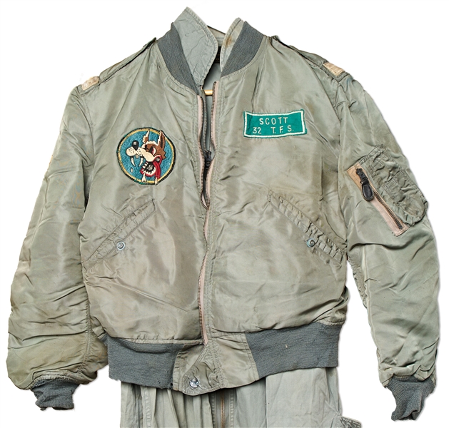 Dave Scott Personally Owned Jacket & Jumpsuit from the ''Wolfhounds'', the 32nd Tactical Fighter Squadron, Circa 1959