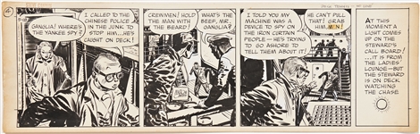 Milton Caniff Steve Canyon Comic Strip Original Art Dated 18 May (1950s) -- Measures 23 x 7.25 -- Very Good