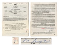 Larry Fine Signed Contract with the William Morris Agency, Dated 2 December 1959 -- Four Pages & Rider on Two Sheets Measure 8.5 x 11 -- Signed L.F. Larry Fine on Last Page -- Very Good Plus
