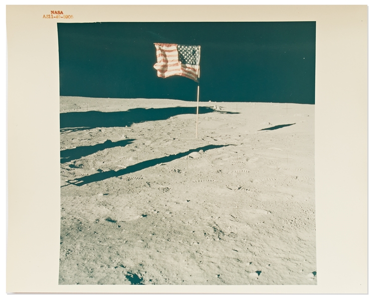 Apollo 11 Red Number Photo of the U.S. Flag Planted Upon the Lunar Surface -- Printed on ''A Kodak Paper