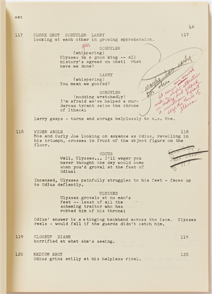 ''The Three Stooges Meet Hercules'' First Estimating Draft Script -- Dated 8 March 1961, Runs 118pp. -- Hand Notated Throughout with ''Norman Maurer Work Copy'' on Cover & Sketch Inside -- Very Good