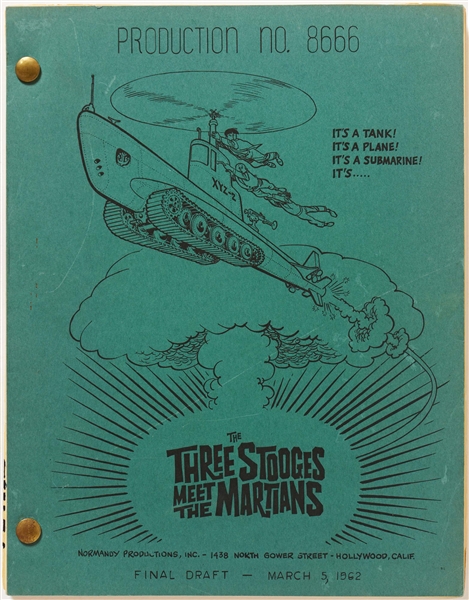 ''The Three Stooges Meet the Martians'' Final Draft Screenplay Dated 5 March 1962 -- Later Named ''The Three Stooges in Orbit'' -- Runs Over 130pp. -- Very Good Plus Condition