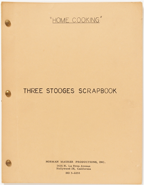 Three Copies of the ''Three Stooges Scrapbook'' Pilot Episode ''Home Cooking'' Screenplay -- All Final Drafts Running 23pp. & Dated 16 February 1960 -- Very Good Condition