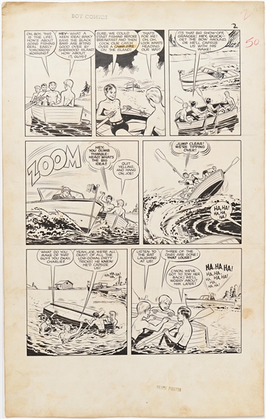 Norman Maurer ''Boy Comics'' #50 Original ''Crimebuster'' Artwork, Pages 1-3, 5, 8-9, 12, 14, 22 & 26 (Lev Gleason, January 1950) -- Pages Measure Approx. 14.5'' x 21'' -- Very Good