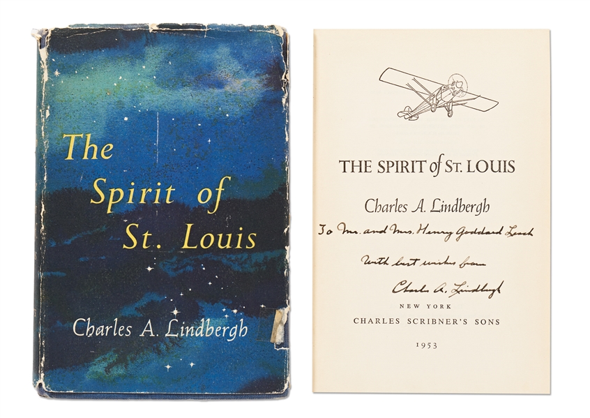 Charles Lindbergh Signed Copy of ''The Spirit of St. Louis'' -- Signed With His Full Name ''Charles A. Lindbergh''