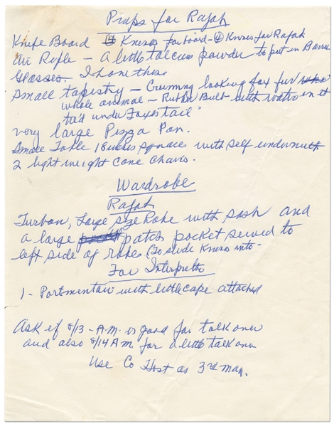 Three Pages of Handwritten Notes by Moe Howard Regarding Preparing for a Film Titled ''The Double'' -- Circa 1960s, Composed on Two Sheets Measuring 6.25'' x 7.75'' -- Very Good Condition