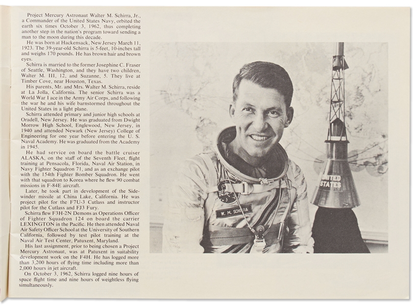 NASA Report on Mercury-Atlas 8 -- Filled with Promotional Photos of Walter Schirra and His Family, the Mercury 7 Astronauts & President Kennedy