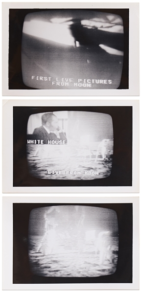Apollo 11 Moon Landing Photos -- Lot of 3 Printed on ''A Kodak Paper''