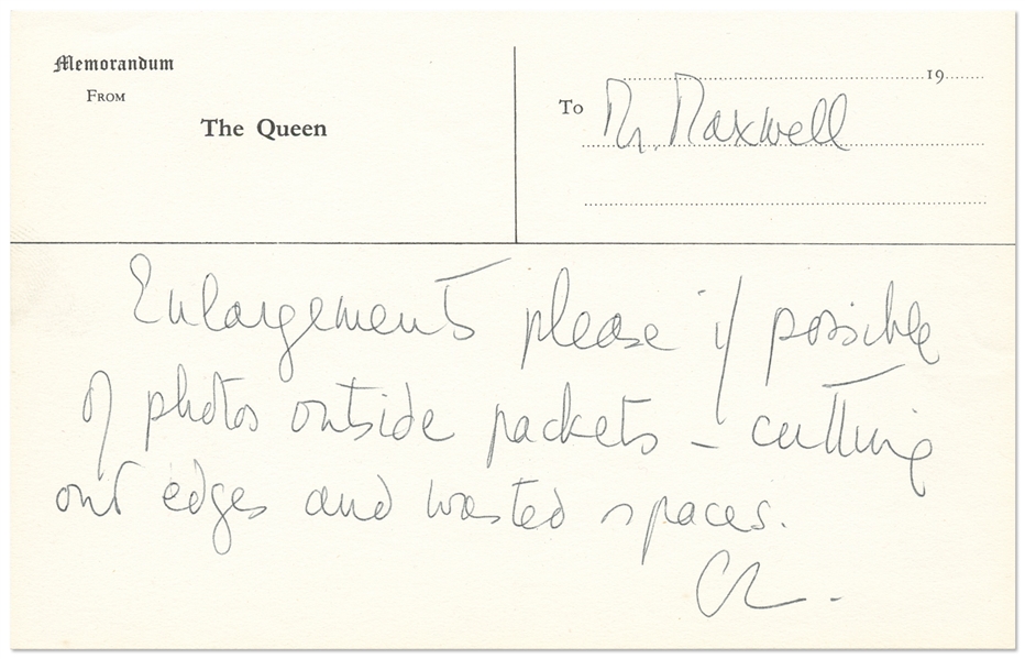 Queen Elizabeth II Autograph Note Signed
