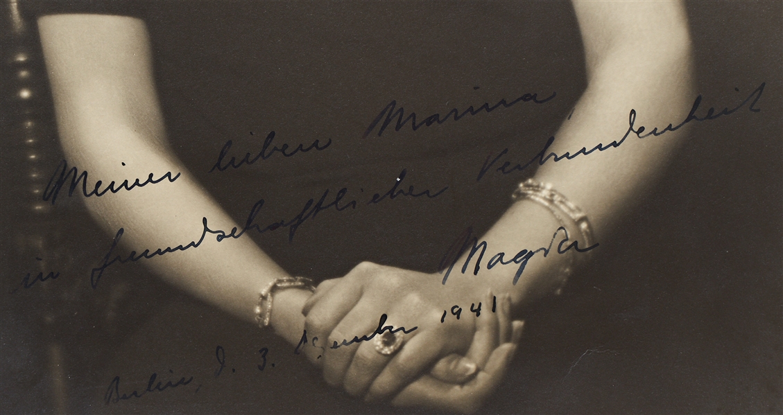 Magda Goebbels Large Signed Photo, Dated 1941