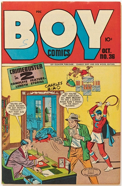 8 Copies of ''Boy Comics'' (Lev Gleason, 1946-47) -- 2 of #31 (Pencil to Front Covers); 2 of #32 (Pencil to Front Covers, 2'' Tear to 1); 2 of #35; 2 of #36 (Writing to Front Covers) -- All Light Wear