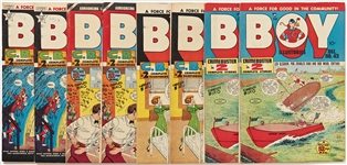 8 Copies of Boy Comics (Lev Gleason, 1948-49) -- 2 Copies of #43; 2 of #44; 2 of #45; 2 of #46 -- Light Wear, Writing in Pencil to Front Covers of 3