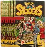 8 Copies of Three Stooges #1 (St. John, 1949) -- Chipping & Edgewear, Label to Front Cover of 1 Copy, Paper Loss to Back Cover of 1 Copy