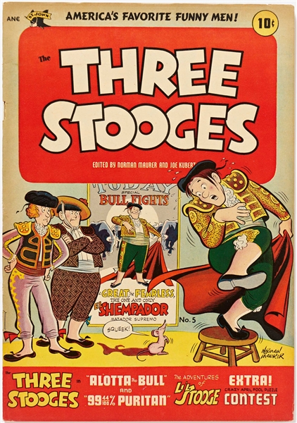 10 Copies of ''Three Stooges'' #5 (St. John, 1954) -- Light Chipping & Edgewear