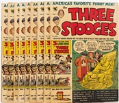 9 Copies of Three Stooges #1 (St. John, 1953) -- Light Wear & Moisture Staining to Covers of 4