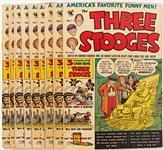 9 Copies of Three Stooges #1 (St. John, 1953) -- Light Wear with Moisture Staining to 4; Heavier Wear & Writing to 1