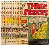 9 Copies of Three Stooges #1 (St. John, 1953) -- Light Wear with Moisture Staining to 2; Heavier Wear to 1