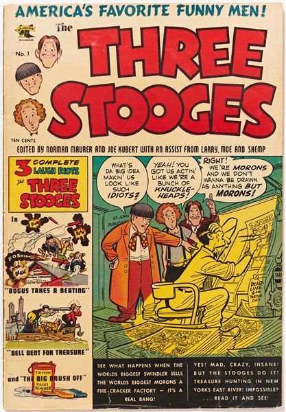 9 Copies of ''Three Stooges'' #1 (St. John, 1953) -- Light Wear with Moisture Staining to 2; Heavier Wear to 1