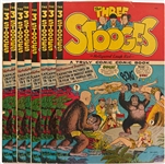 8 Copies of Three Stooges #2 (Jubilee, 1949) -- Light Wear, Chipping to 3, Writing on Front Cover of 1
