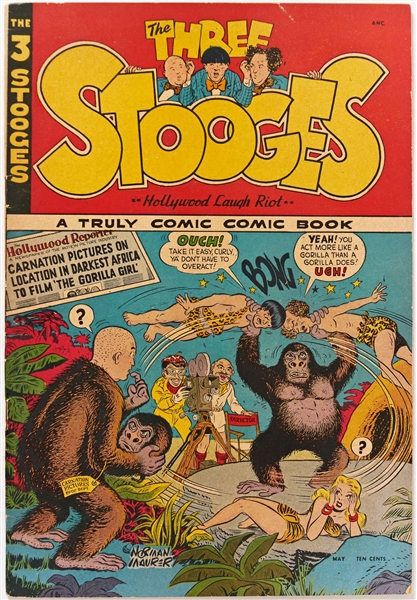 8 Copies of ''Three Stooges'' #2 (Jubilee, 1949) -- Light Wear, Chipping to 3, Writing on Front Cover of 1